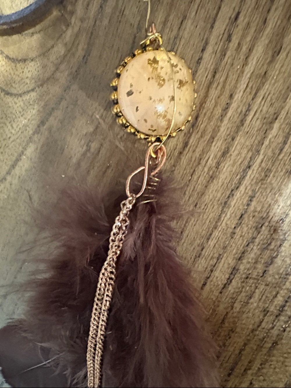 Tie on suede dressy or casual hippy boho eclectic  necklace with  stone